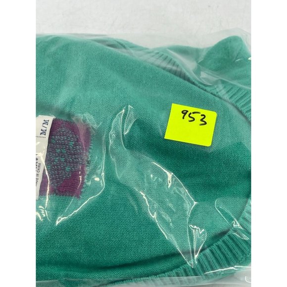 Old Navy Women's Green Knit Long Sleeve Sweater Argyle Scoop Neck Size M - Picture 10 of 10